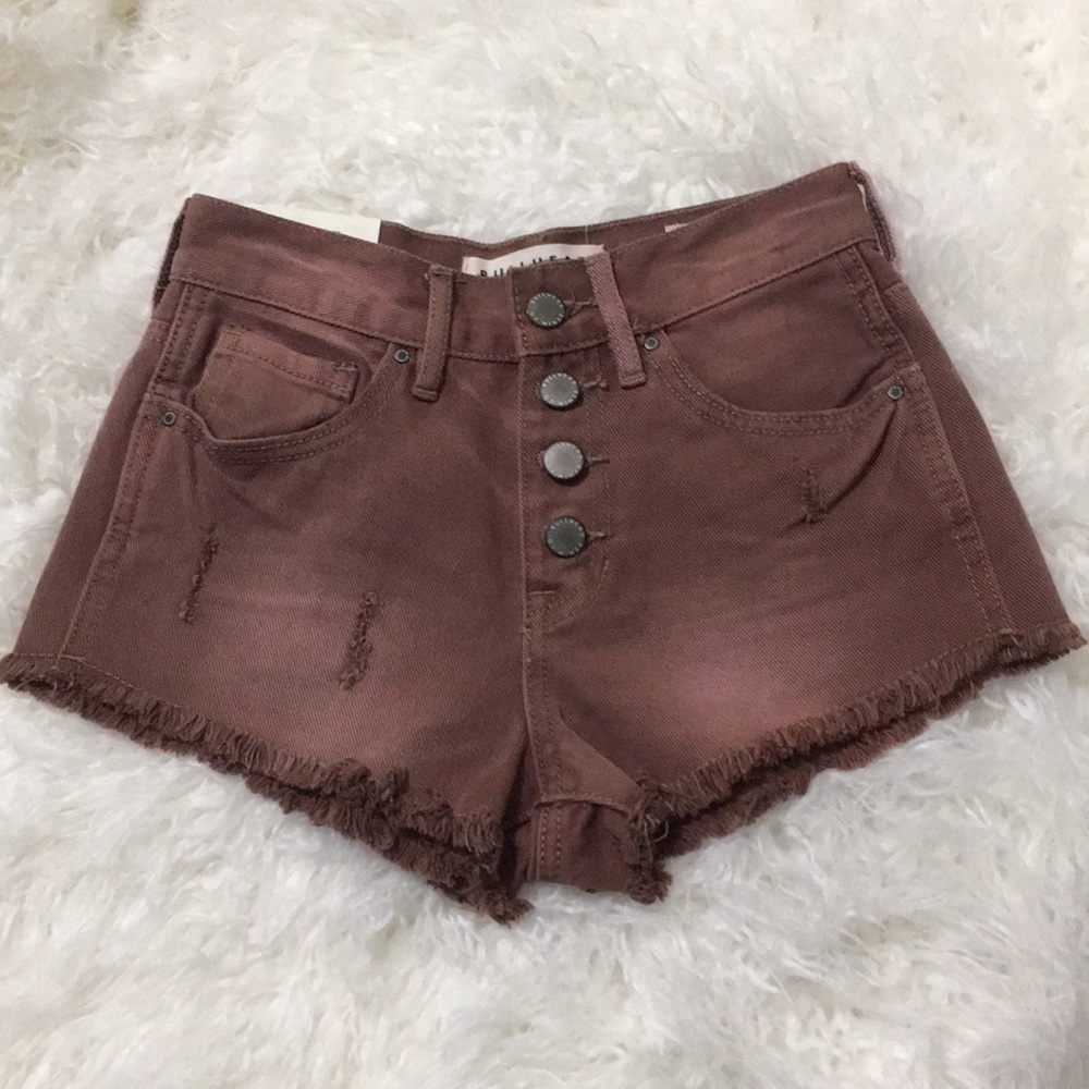Pacsun 🏝️ Bullhead High Waist Distressed Burgundy Burnt Orange Shorts